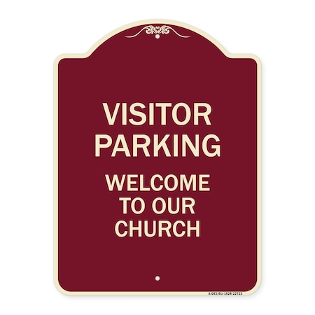 Signmission Visitor Parking Welcome to Our Church Heavy-Gauge Aluminum Sign, 24" x 18", BU-1824-22723 A-DES-BU-1824-22723